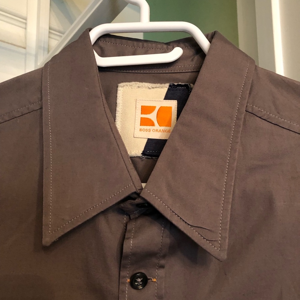 Boss Orange Men’s Taupe Dress Shirt Size Medium